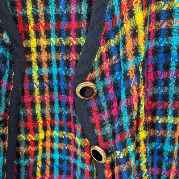 Colored patchwork jacket with black buttons (fits like a M) - Picture 2 of 4